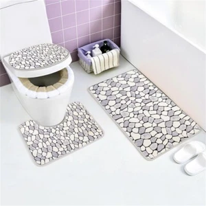 3-Teiliges Badezimmer-Badematten-Set Rutschfeste Badeteppiche Aus æ - Bild 1 von 14