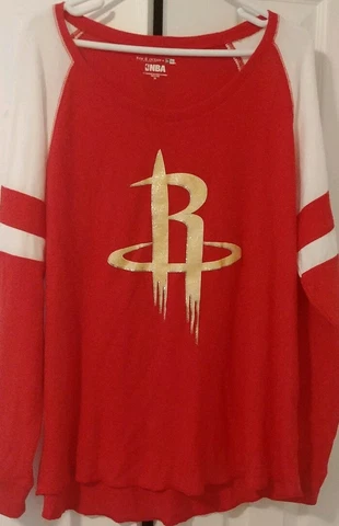 NWT NBA 4 HER Houston Rockets WOMEN'S Long Sleeve T-Shirt, New, 2XL XXL Cover