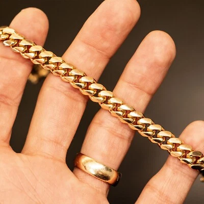 Brazalete de cadena de eslabones cubanos de oro rosa de 14k de 8 pulgadas Foto 1 de 4