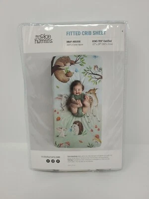 "NUEVAS sábanas de cuna para humanos novatos drapeado casa vida silvestre ciervo heghog 52x28"" recién nacido" Foto 1 de 2