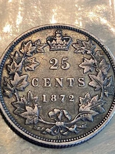 Canada 25 Cents KM#5 1872H Silver Vintage Coin  High Grade - Picture 1 of 12