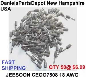 X50 JEESOON CE007508 GRAY 18 AWG INSULATED WIRE CRIMP END FERRULE CONNECTOR - Picture 1 of 10