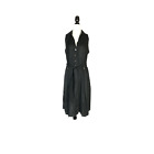 Marella By Max Mara Linen Black Collared With Button Front A Line Dress Sz 10