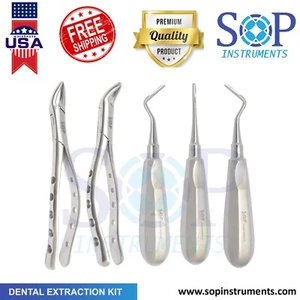 5X Neu Deutsch Basis Zahnextraktion Chirurgie Extraktion Pinzette Elevator Kit Set - Bild 1 von 9