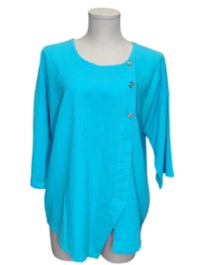 Cottonseed Top Damen Gr. XS/S türkis blau lässig atmungsaktiv Lagenlook Strand kastig - Bild 1 von 10