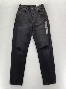 American Eagle Mom Jean Women's 2 Long Black Stretch Denim Comfort Waist NWT - Picture 1 of 16