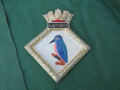 WW 2 ROYAL NAVY HMS KINGFISHER (L 70) CAST ALUMINIUM SHIPS PLAQUE  - Image 1 of 4