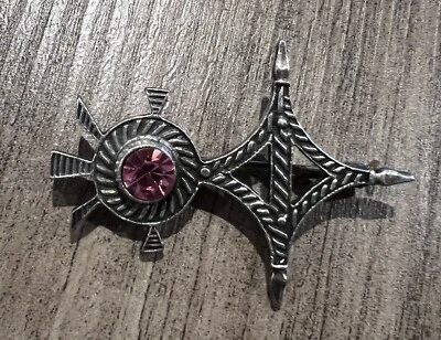 Broche ancienne " Fibule " - metal argenté - Photo 1/2