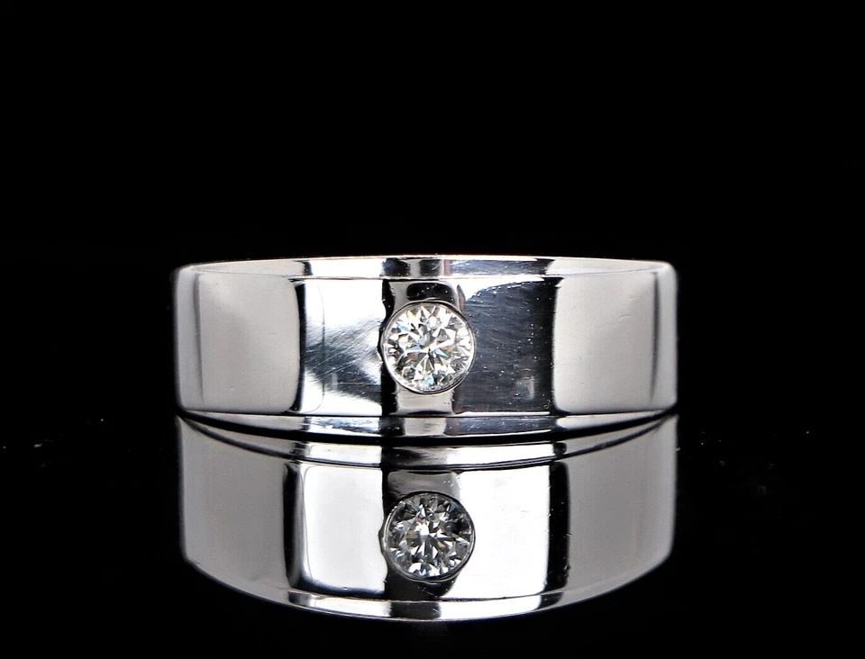 Tasha R Platinum 0.23ct Round Diamond Men's Wedding Band Anniversary Ring Sz 10 - Image 1 of 1