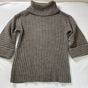 SOFT SURROUNDINGS Sweater Womens L Cowl Neck Thick Gray Chunky  Tunic 3/4 Sleeve