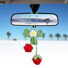 Women Handmade Driving Car Mirror Hanging Accessories Crochet Strawberry Cute