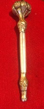 Antique Gold Filled Mother Of Pearl Umbrella Handle / Walking Cane Ornate 9”