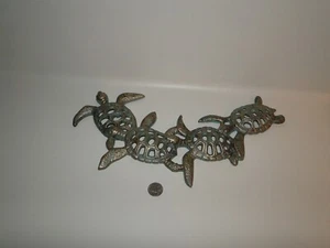 Nautical CAST SWIMMING SEA TURTLES WALL DECOR, 15.83" X 9.4" - Picture 1 of 7