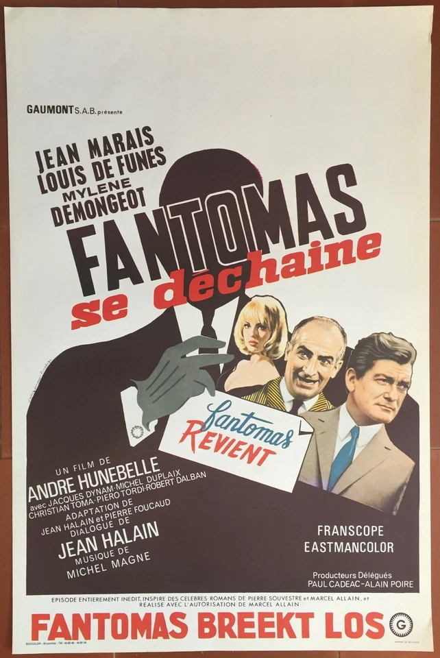Plakat Belgischer Fantomas Se Entfesselt Jean Marais Louis De Funès Mylène - Bild 1 von 1