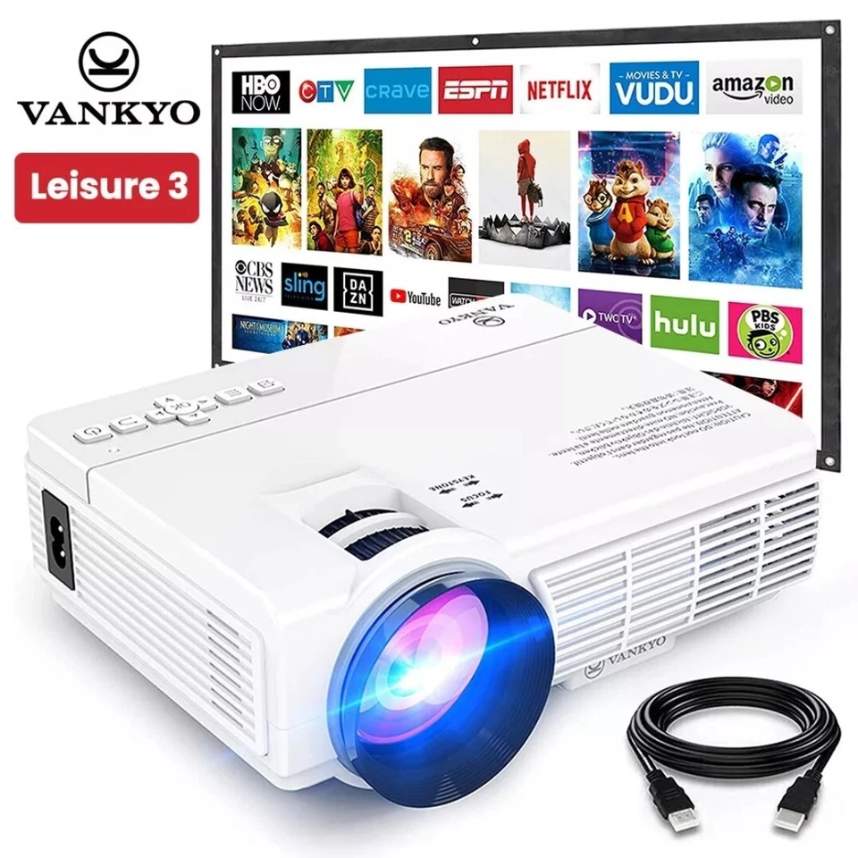 VANKYO Leisure 3 Mini 1080P Projector Video Movie Home Theater Cinema HDMI USB - Image 1 of 1