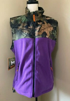 NWT Women's Trail Crest Purple Camo Fleece Vest Zip Front Outerwear Sz M - Image 1 of 4
