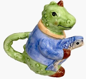 Fishing Dragon Teapot Anamorphic Vintage Rare - Picture 1 of 12