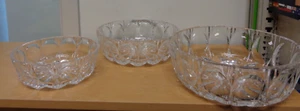 Lot of 3 Vintage 6 3/4" & 8 ¼" & 9 1/2" Crystal Thumbprint Starburst Bowls - Picture 1 of 4