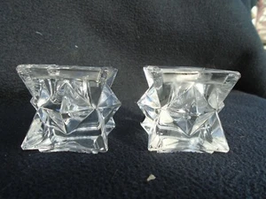 Clear Crystal Diamond Block Candle Holders - Picture 1 of 3
