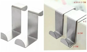 Gancho sobre puerta acero inoxidable reversible armario cajón ganchos de metal percha hágalo usted mismo - Imagen 1 de 5
