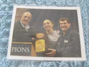 Full Color Laminated Photo of UConn's Lew Perkins, Diana Tarausi & Geno Auriemma - Picture 1 of 4