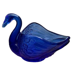 FENTON Vintage Kobaltblau Glas Schwan Schmuck Schale 5" Vase Bonboniere - Bild 1 von 8