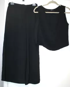 Women's NEW Black 2 Piece Outfit Tank Top & Wide Leg Pants Size L - Picture 1 of 3