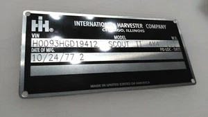 SE ADAPTA INTERNATIONAL COSVESTER V2 SCOUT TRAVELALL CAMIÓN PLACA DE DATOS GRABADA - Imagen 1 de 1