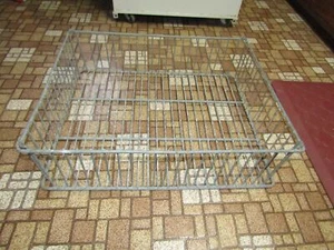 LARGE Vtg Wire Freezer Storage Basket Stack 23.5"x19" Galvanized Farmhouse - Picture 1 of 11