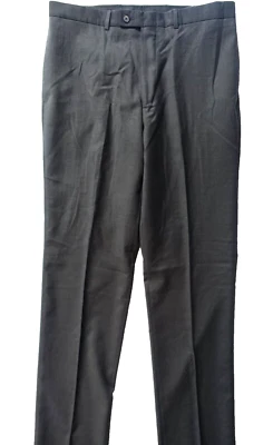 ALFANI~NUEVO CON ETIQUETAS~PANTALONES DE CARRERA PARA HOMBRE GRIS CARBÓN FRENTE PLANO MEZCLA LANA reales 36X34 Foto 1 de 4