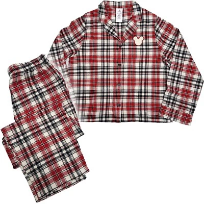 Disney Store Navidad Pijama Rojo Festivo Cuadros Mickey Mouse Homestead Adultos Mediano Foto 1 de 4