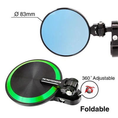 Espejos retrovisores de extremo de barra plegables verdes LP20 para Kawasaki Ninja 500 2024 24 Foto 1 de 4