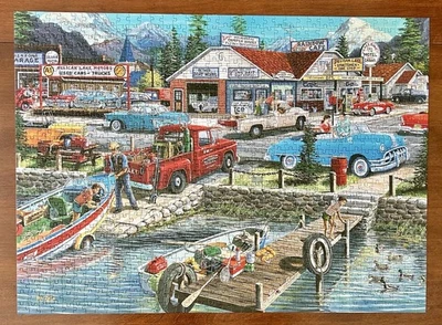 A Complete 19" x 27" 1000 Piece Jigsaw Puzzle "Let's Go Fishing" by Eurographics - Image 1 of 4