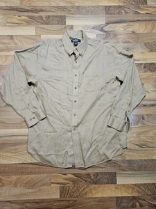 Camisa Brooks Brothers Country Club Para Hombre L Beige Espiga Algodón Cachemira - Imagen 1 de 6