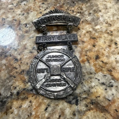 Vintage NRA Junior Division Marksman Pin Medal / Maker V. H. Blackinton & Co. - Image 1 of 4