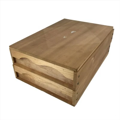 Caja de almacenamiento japonesa con tapa de madera interior 35x25,5x6 cm juego apilable marrón X117 Foto 1 de 4