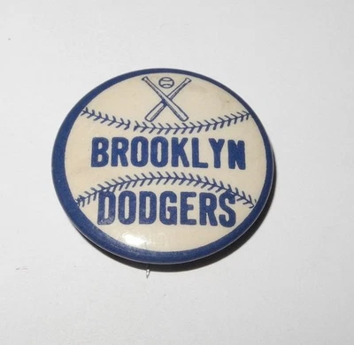 1950-е Бейсбол Brooklyn Dodgers Скрещенные Летучие мыши Стадион Сувенирная Булавка Кнопка - Изображение 1 из 2