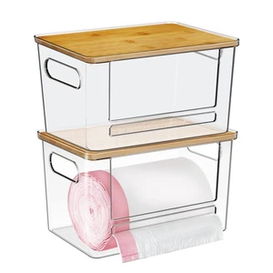 Müllbeutelspender 2 Stück, Acryl Müllbeutelspender mit Bambusdeckel, E... - Bild 1 von 8