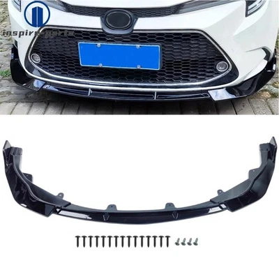 Divisor de lábio frontal preto brilhante para Toyota Corolla Sedan LE XLE 2020-2024 - Imagem 1 de 4