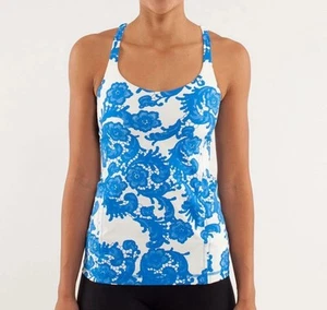 Lululemon Free To Be Tank Laceoflage Polar Cream Beaming Blue Size 10 - Picture 1 of 7