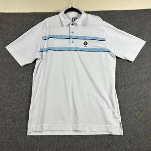FootJoy Polo Para Hombres XL Blanco Azul Rayas Manga Corta Calce Atlético Golf 1896 - Imagen 1 de 11