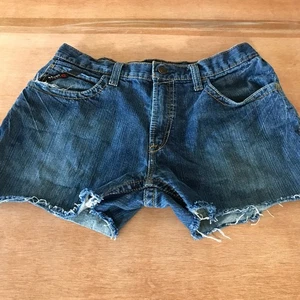 Ariat FR M3 Loose Cut Off Denim Shorts Women XL Blue High Rise Stretch Hippie - Picture 1 of 10