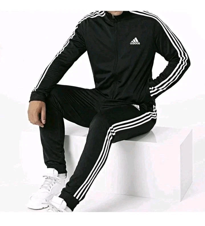 ADIDAS Men's Essentials 3-Stripes Track Suit Pants Jacket GK9651 Black Sz M