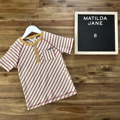 Camisa Top Matilda Jane Moments With You Little Rascal Rayas Tejido Gofre Crema 8 Foto 1 de 4