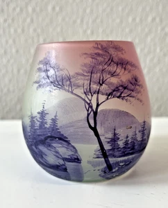 Kleine Jugendstil Vase mit Landschaftsmalerei möglicherw. Carl Goldberg Haida - Bild 1 von 6