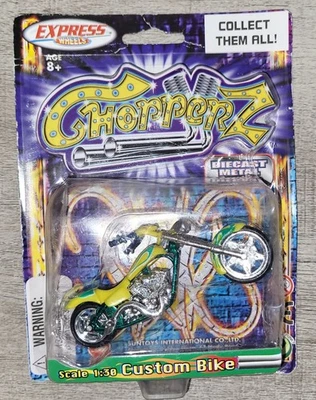 Express Wheels Chopperz Amarillo Custom Bicicleta Die-Cast Moto 1:30 NUEVO Foto 1 de 4