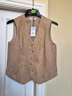 Primark Light Brown Faux Suede Waistcoat Boho M UK 12-14 NEW - Image 1 of 4