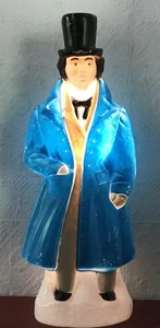 VTG Empire 38" Christmas Dickens Victorian Caroler Gentleman Blow Mold Blue Coat - Picture 1 of 9