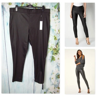ROMAN Faux Leather Trousers Size 20 – Black Pull-On Leggings NWT – Stretch Pants - Image 1 of 4