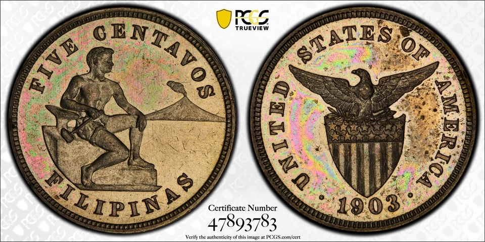 1903 5C PCGS PR62 U.S. Philippines 90217.62/47893783 - Image 1 of 4